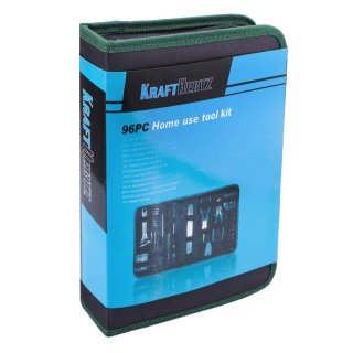 KRAFTHERTZ Premium Werkzeugbox Werkzeugtasche 96 Teile Schraubendreher Maßband Seitenschneider Nägel Lineal KH96
