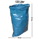 2 Rollen blaue Müllsäcke 120 Liter mit einer Stärke von 39 my und Größe 70x110cm