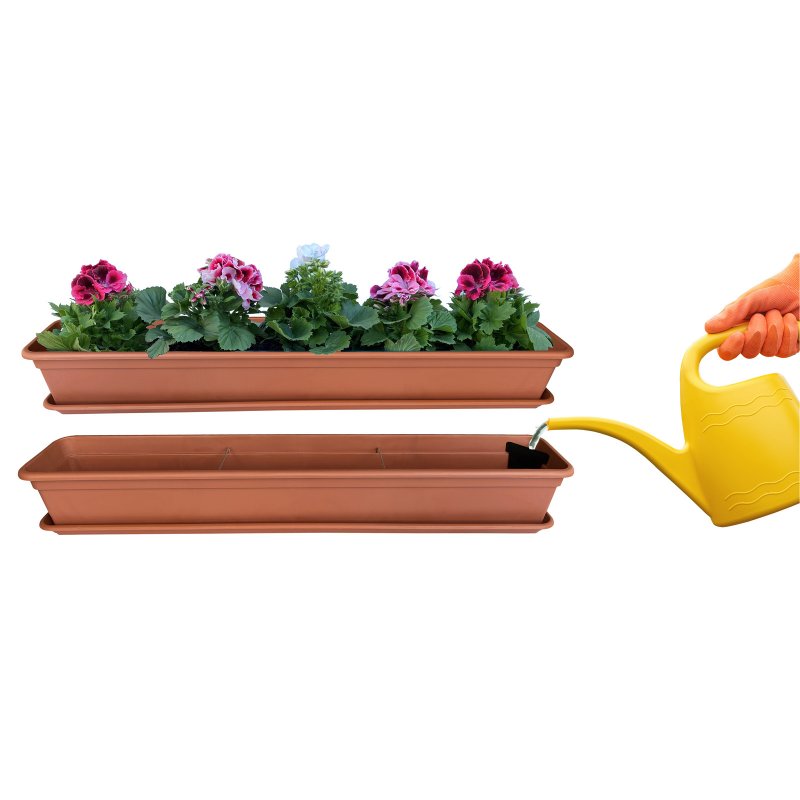 Umweltfreundlicher langer Balkonkasten & Blumenkasten mit Untersetzer 