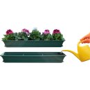 Blumenkasten Balkonkasten Pflanzkasten Grün mit Bewässerungssystem und Balkonkasten Untersetzer 100cm