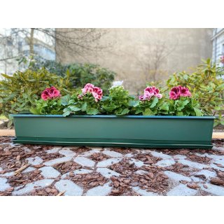 4er Blumenkasten Set Balkonkasten Pflanzkasten Grün mit Bewässerungssystem und Balkonkasten Untersetzer 80cm