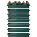 6er Blumenkasten Set Balkonkasten Pflanzkasten Grün mit Bewässerungssystem und Balkonkasten Untersetzer 80cm