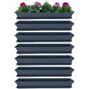 6er Blumenkasten Set Balkonkasten Pflanzkasten Anthrazit mit Bewässerungssystem und Balkonkasten Untersetzer 100cm