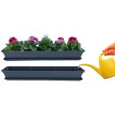 Blumenkasten Balkonkasten Pflanzkasten Anthrazit mit Bewässerungssystem und Balkonkasten Untersetzer 80cm