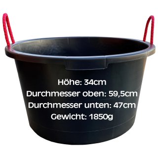 5 STK. 65 Liter Mörtelkübel, Baueimer, Eimer, Zementeimer, Tuppe kranbar in schwarz mit extrem stabilen Traglaschen