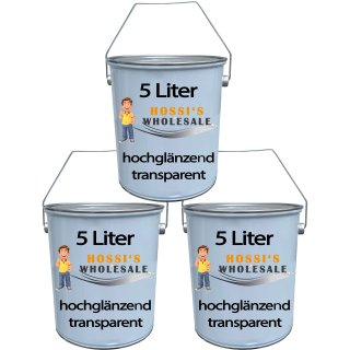 3x 5 Liter Premium Möbellack | Treppenlack | Holz |hochglänzend | farblos/transparent | made by Wilckens