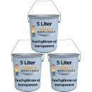 3x 5 Liter Premium Möbellack | Treppenlack | Holz |hochglänzend | farblos / transparent | made in Germany