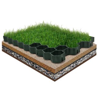 12x Rasengitter 49,5x49,5x4 cm Grün Rasengitterplatten Rasenwaben Rasenmatten mit Bodenkreuzen Bodenwaben 12 Stück (2,97 m²)