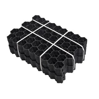 4x Rasengitter 49,5x49,5x4 cm Schwarz Rasengitterplatten Rasenwaben Rasenmatten mit Bodenkreuzen Bodenwaben 4 Stück (0,99 m²)