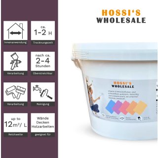 2,5 Liter Premium Klasse 1 Wandfarbe Aubergine Bouillie | Lila Violett | tropf- und spritzgehemmt | hochdeckend | geruchslos | Edelmatt