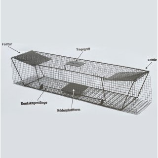 XL Drahtkorbfalle 119cm Doppeleingänge Mausefalle | Lebendfalle | Tierfalle | Käfigfalle | Rattenfalle