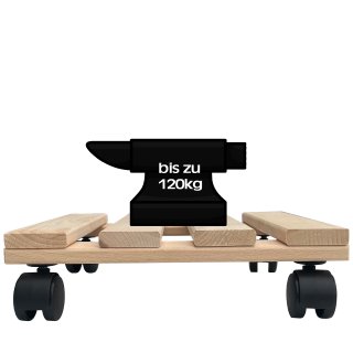 1x Rolluntersetzer eckig Pflanzroller 30x30 cm - max. 120 kg Traglast - aus Buchenholz - Stabil & robust - Für Pflanztöpfe, Möbel & schwere Gegenstände