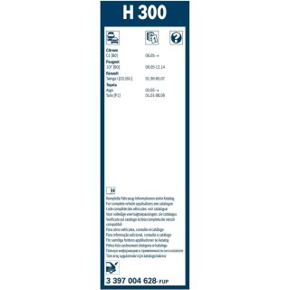 Bosch Scheibenwischer Rear H300, Länge: 300mm &ndash; Scheibenwischer für Heckscheibe