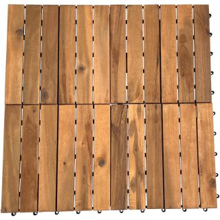 Hossis Wholesale - Holzfliesen Balkon, 0,9m² Bodenbelag aus Akazienholz 30x30cm, Klickfliesen Mosaik, Fliese für Garten Terrasse Balkon (10 Stück)