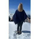 Leichter Damen Fleece Poncho Schal Cape Cardigan weich für Frauen Baumwolle in Blau